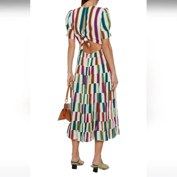 Diane Von Furstenberg Colorful Striped Backless Dress - Picture 2 of 6